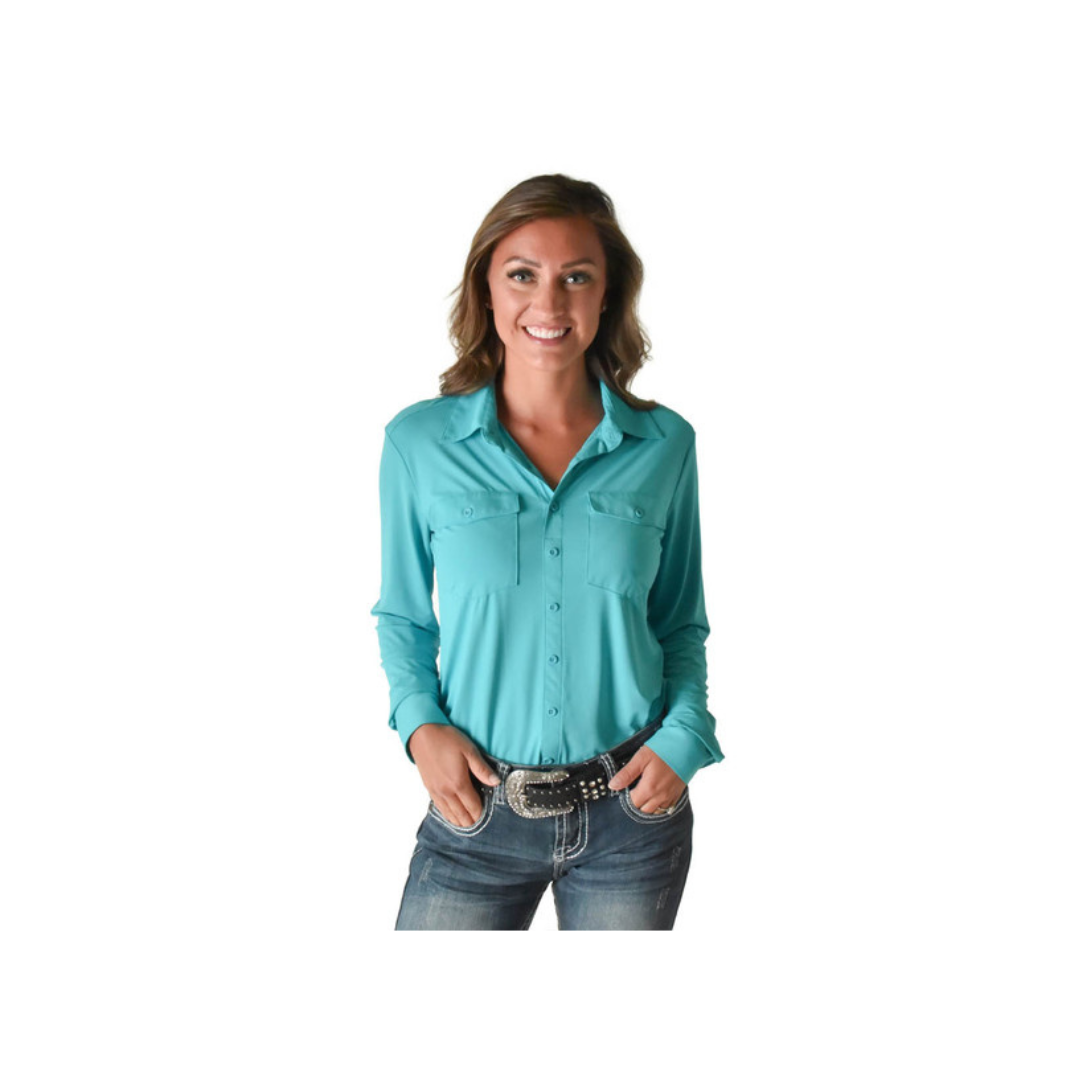 Cowgirl Tuff Breathe Instant Cooling Pullover Button Up Turquoise 2 H Tack Apparel 418 CHURCH ST BRIDGETOWN N.S B0S 1C0